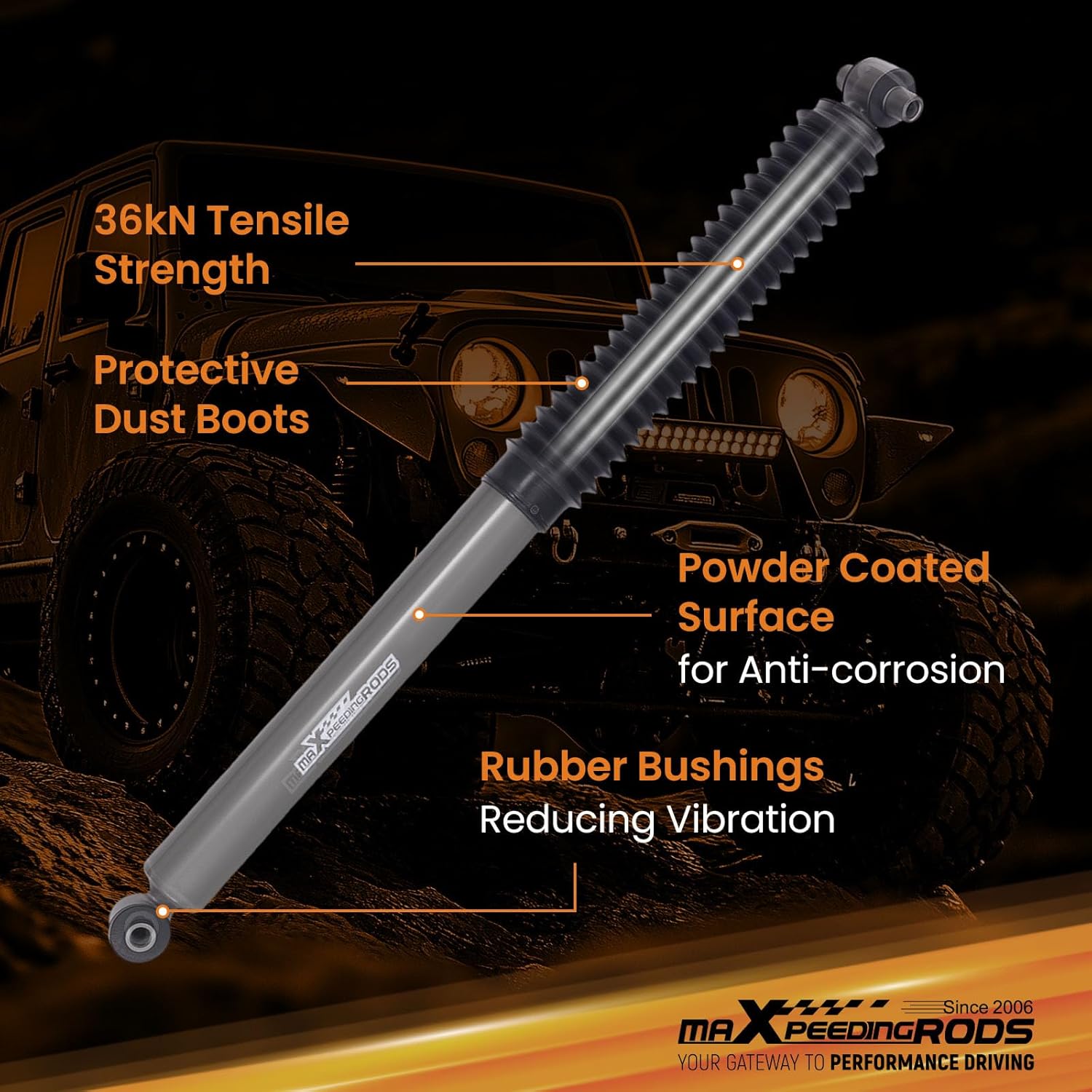 maXpeedingrods 0-1" Rear Shock Absorbers for Jeep Wrangler JL 4WD 2018-2024, G1 Version