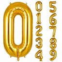 Rozi Decoration Zero Number Foil Toy Balloon 16" Inch - 1 Piece, Golden (Golden Num 0) gallery image