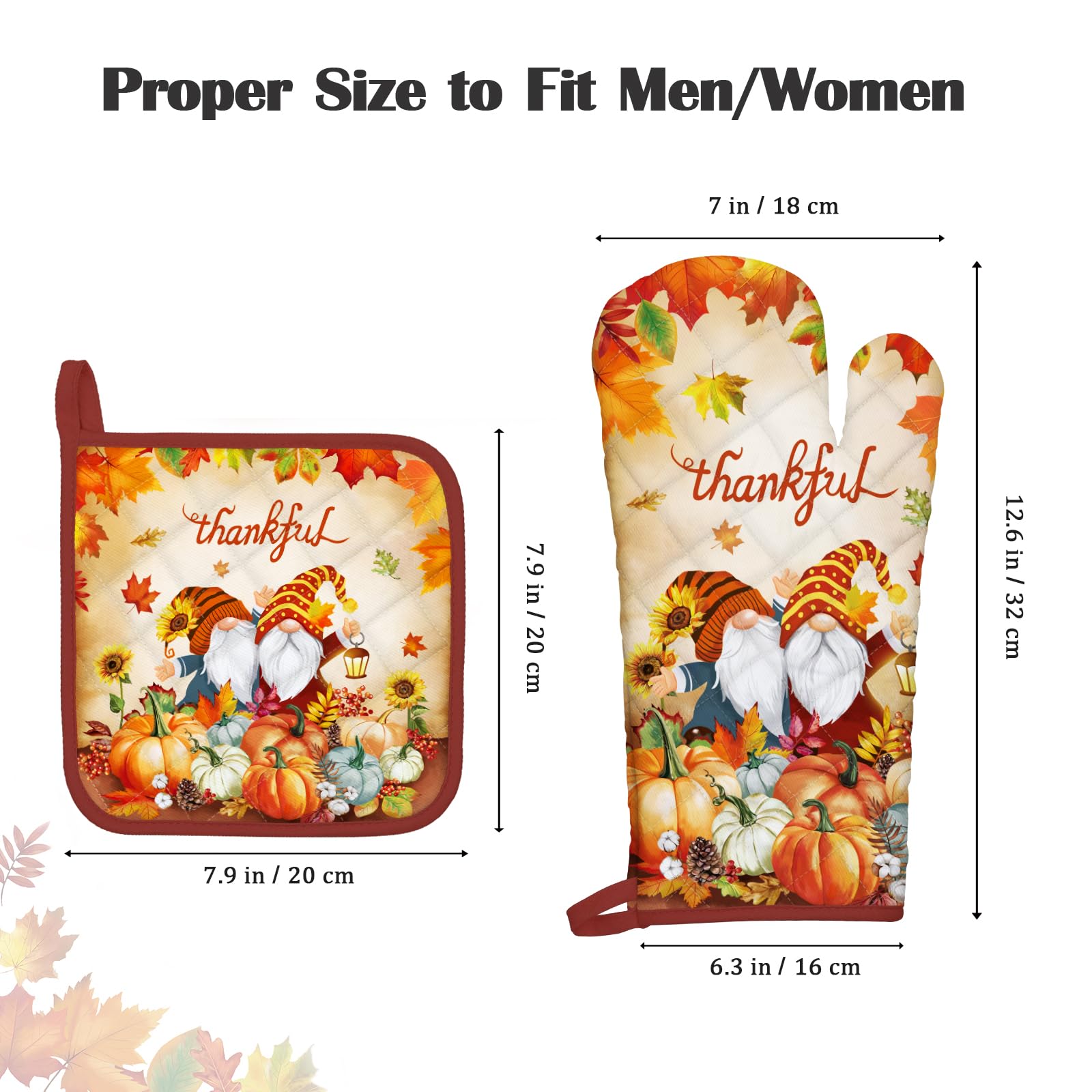 Arquiel Autumn Gnomes Oven Mitts and Pot Holders -100% Cotton - Image 4