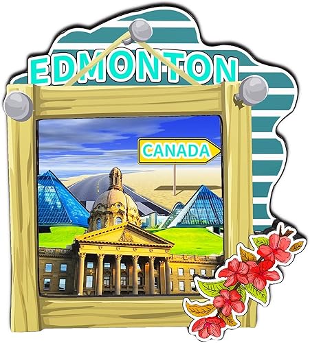 Edmonton Canadá - Imanes clásicos de madera para refrigerador en 3D, hechos a mano, manualidades, viaje, recuerdo, colección, decoración, -2299