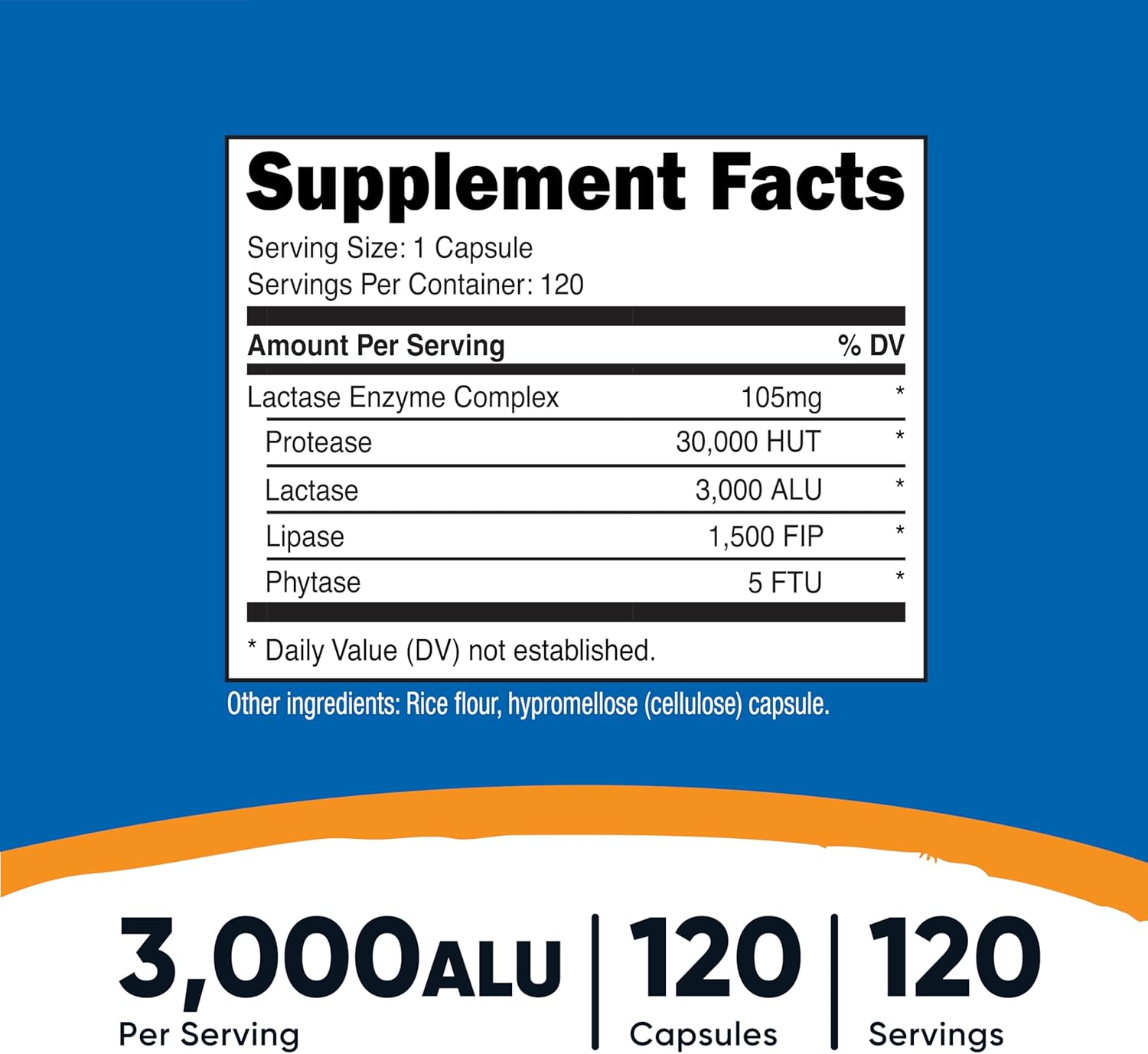 Nutricost Lactase Enzyme Complex 3,000 FCC ALU, 120 Vegetarian Capsules - Non-GMO, Gluten Free, 120 Servings - Image 2