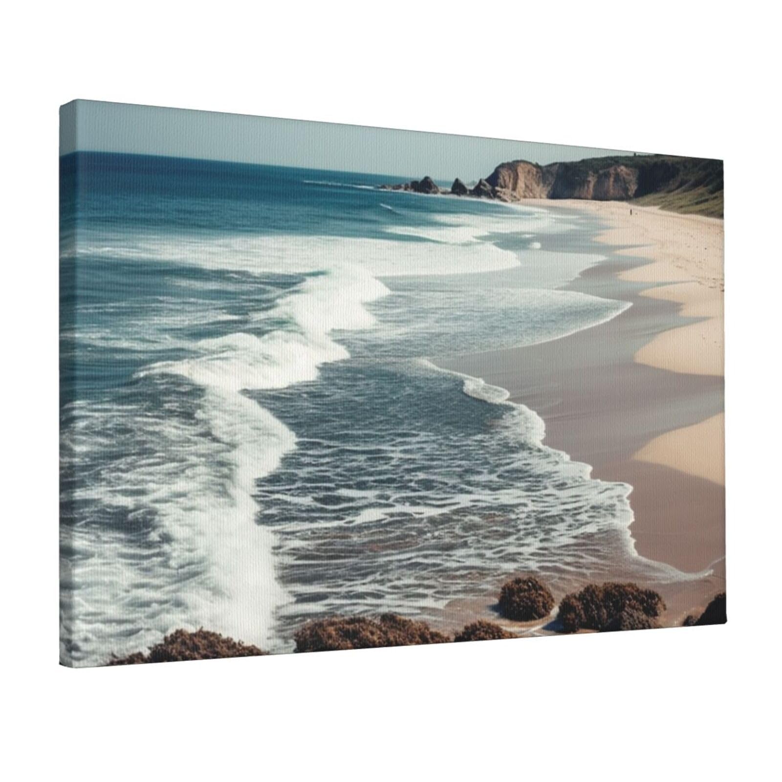 Canvas Wall Art for Living Room Wall Decor 12"x18" Modern Artwork Painting Pictures Hanging Canvas Prints Beach Ocean Shore Aesthetic Wall Art for Bedroom Bathroom Office Wallart Decor