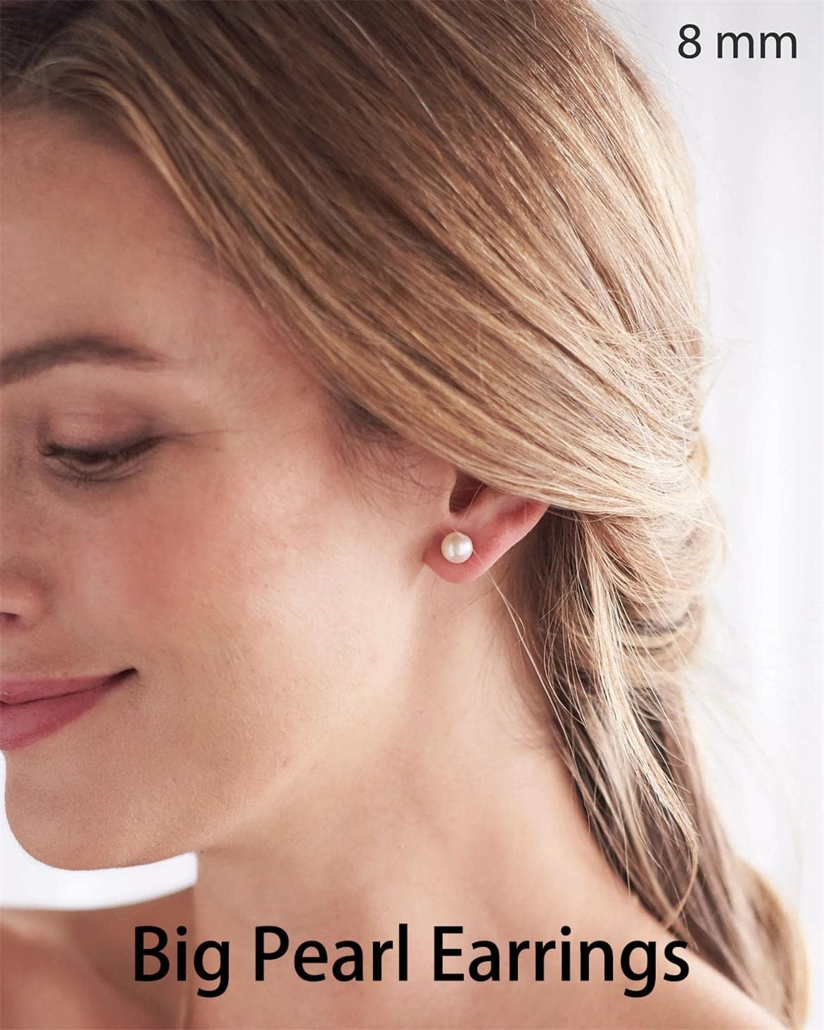 Dainty Pearl Earrings for Women: Hypoallergenic 6 Pairs Pearl Stud Earrings Set AAA+ Quality Freshwater Cultured Pearls Earrings Tiny Small and Big Ball Pearls Earrings for Women (3-8MM)