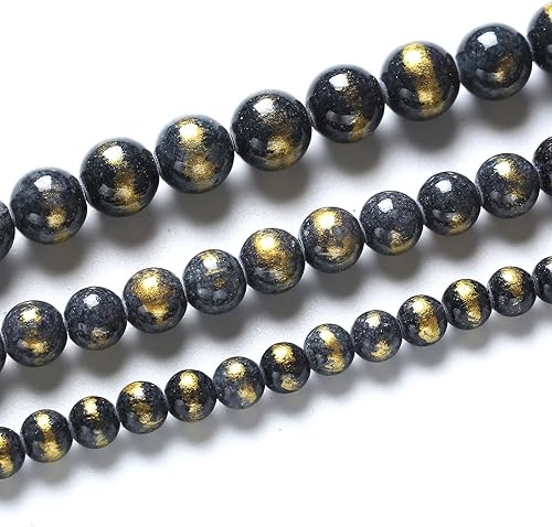 Miniatura 2 de 45 cuentas redondas sueltas de jade lapislázuli negro natural de 0.315 pulgadas para hacer joyas, pulseras y collares, cuentas de piedra curativa