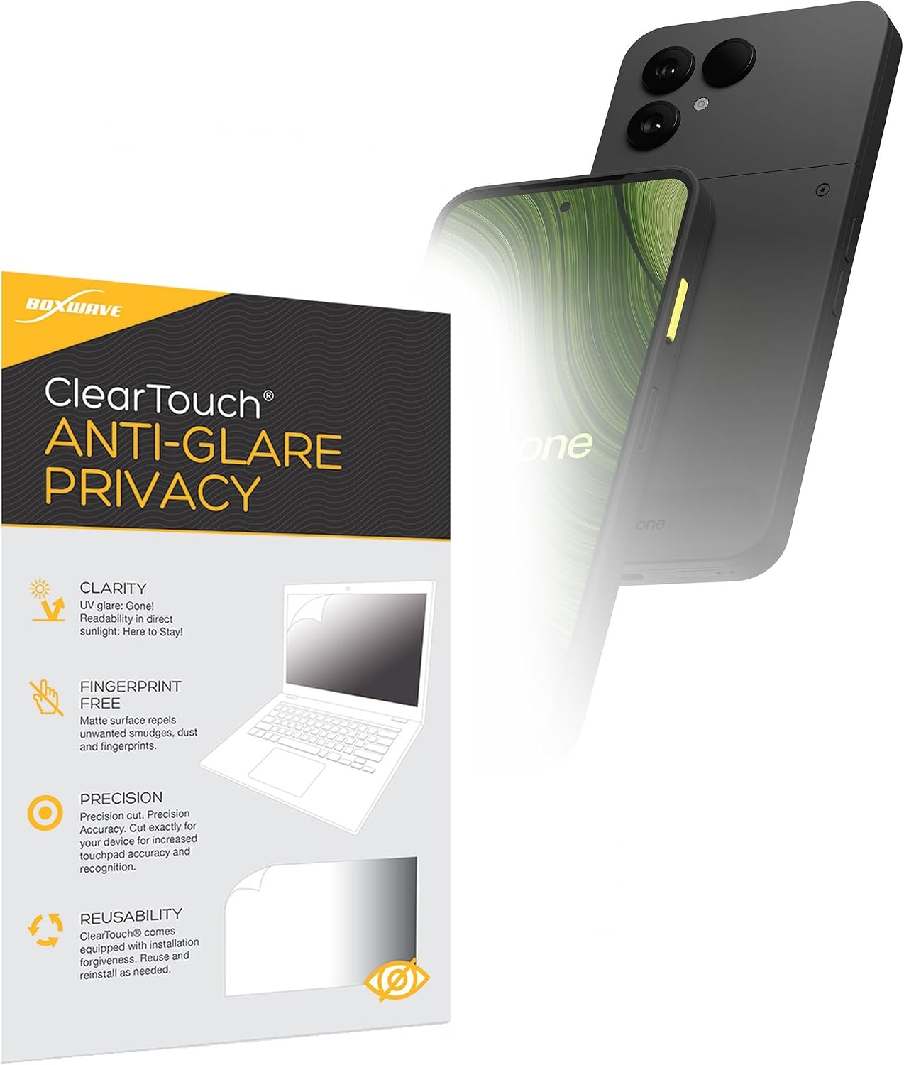 BoxWave Screen Protector Compatible With Fairphone Gen 6 - ClearTouch Anti-Glare Privacy (2-Pack), Privacy Screen Protector Flexible Film Anti-Glare