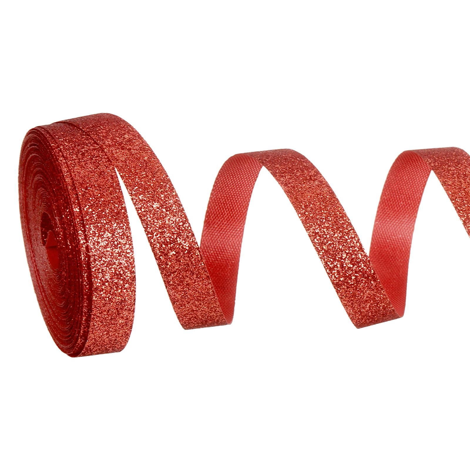 PATIKIL Metallic Glitter Ribbon Roll, 10mm x 9m Sparkly Ribbon Single Sided Cut Edge Gift Wrapping Fabric Rolls for DIY Crafts Wedding Bouquet Party Christmas Decor, Red