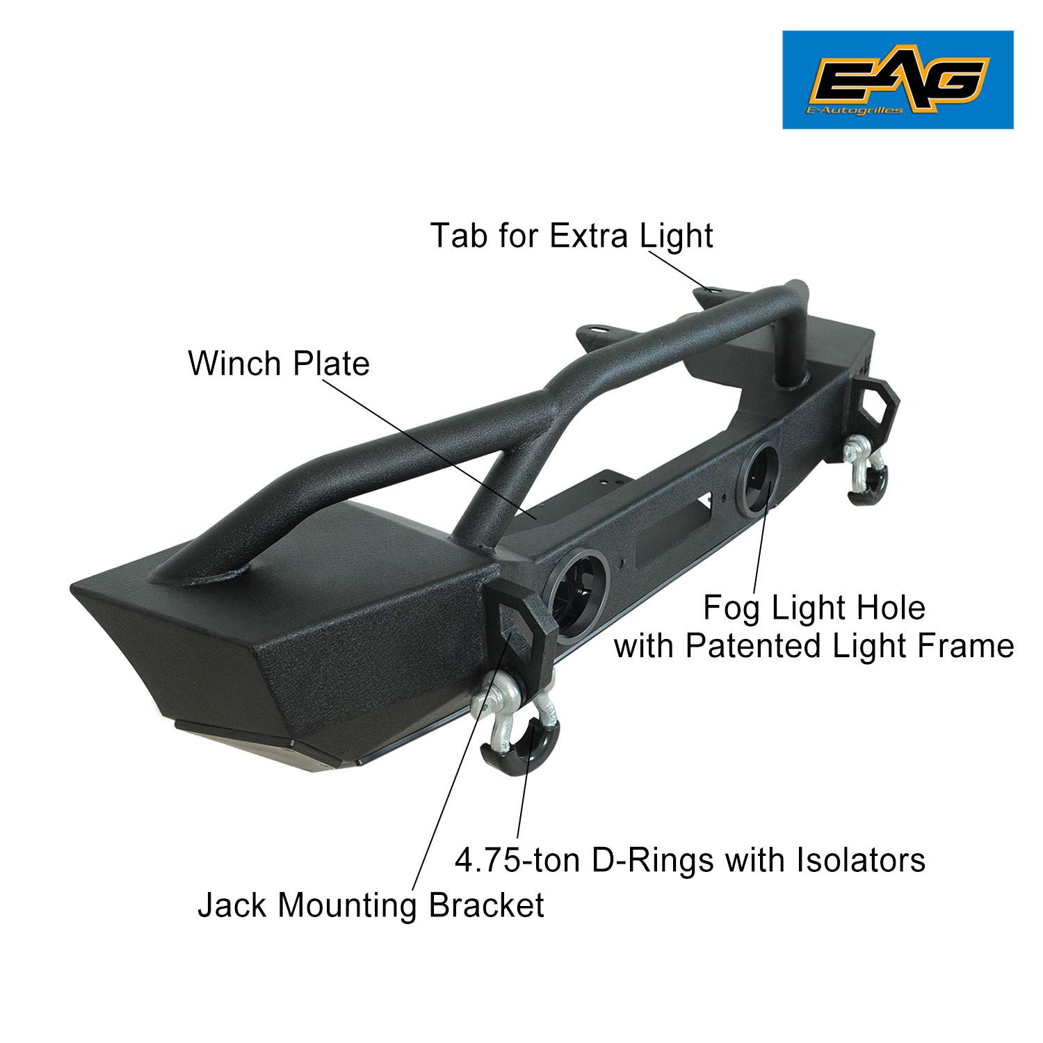 Buy EAG Stubby Front Bumper with Jack Mount Bracket and Fog Light
