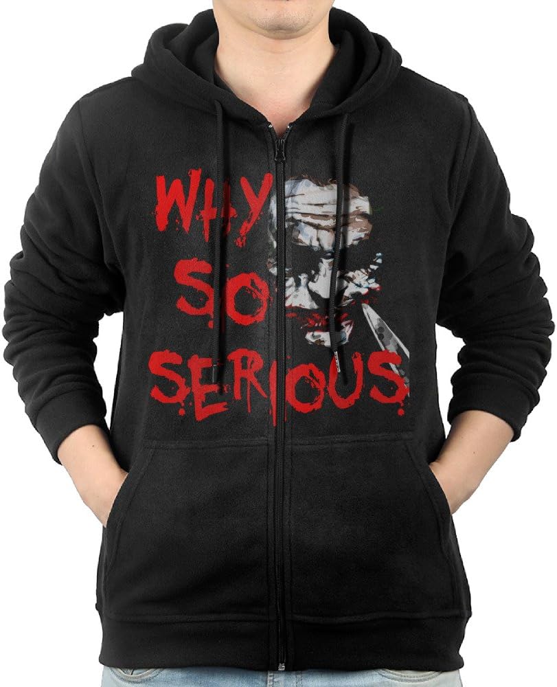 HOHOWHO Mens Why So Serious The Joker The Dark Knignt Hoodie Full Zip Cotton Sweatshirt