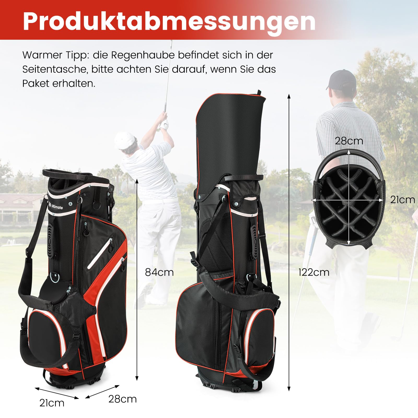 COSTWAY Torba golfowa, podział na 6/8/14 sztuk, torba golfowa, lekka torba na ołówki dla mężczyzn i kobiet