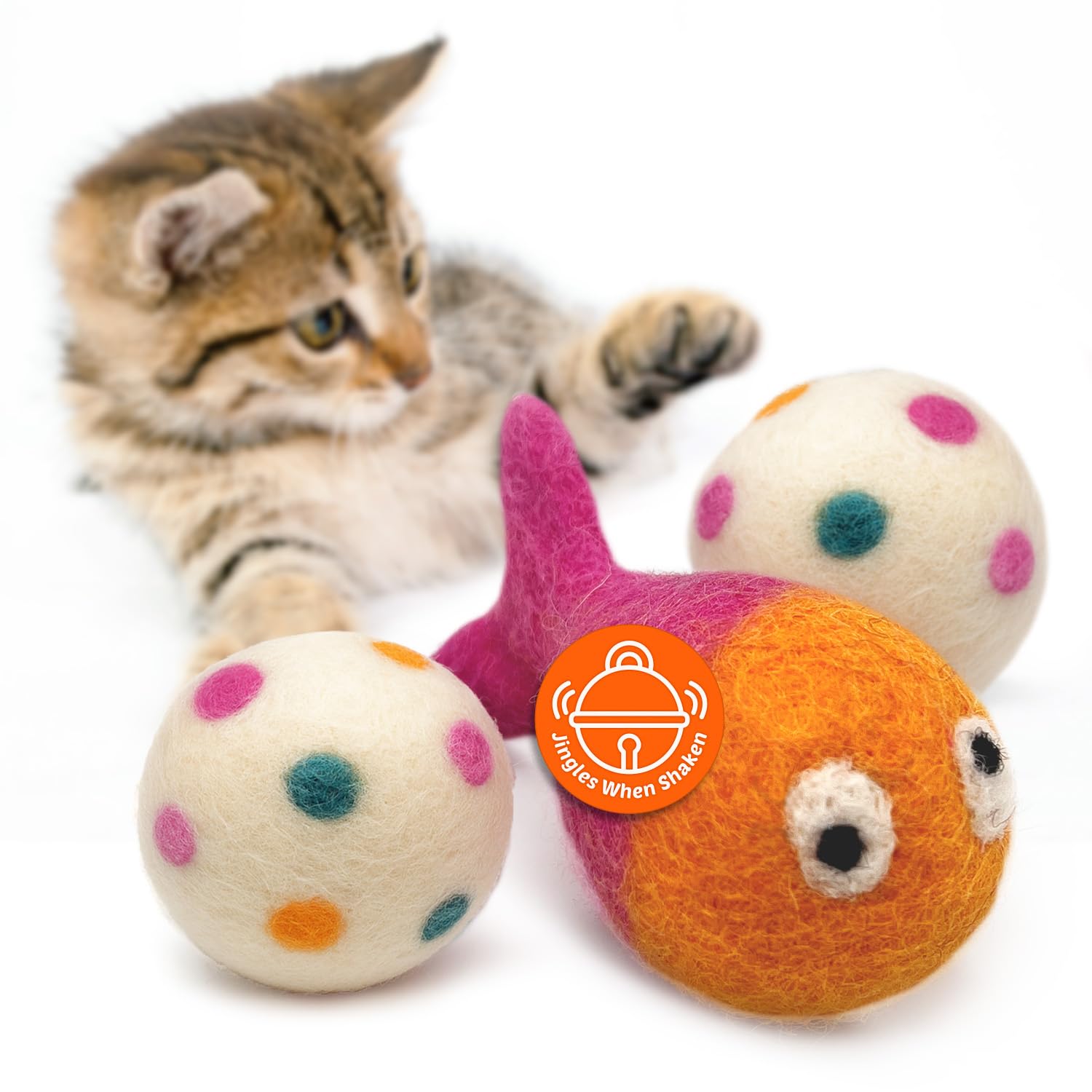 Hustle Blush Love Ewe Felted Cat Toys 3-Pack