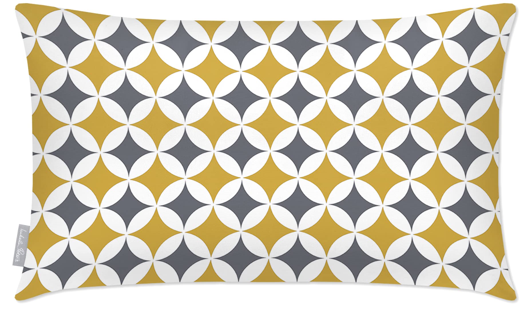 Izabela Peters Bahia - Mustard & Grey Izabela Peters® Luxury Designer Garden Outdoor Cushions | Waterproof, Rectangle, Filled & Breathable - Perfect For Rattan Sofas, Chairs, Benches...