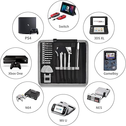 Miniatura 7 de EasyTime Kit de herramientas de reparación compatible con Nintendo, PS4, Xbox one, kit de destornilladores de triwing 24 en 1, T6 T8 T9 T10 Torx