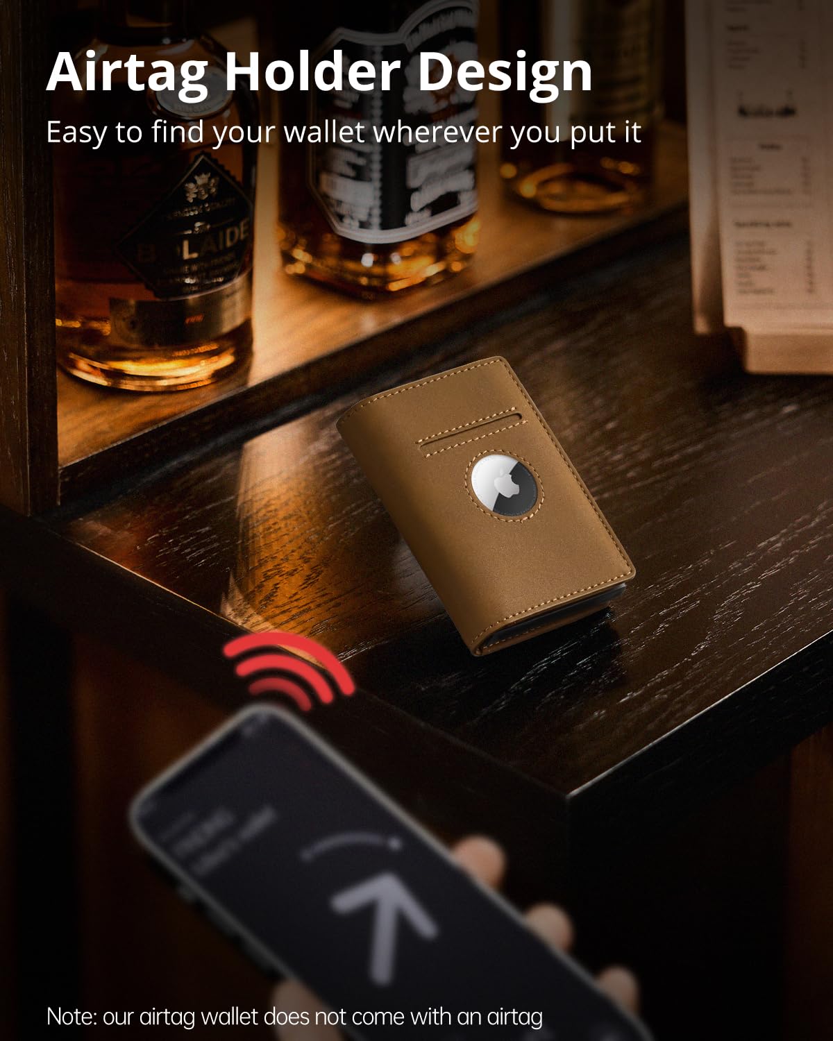 YESIIW Airtag Wallet Portafoglio Uomo per Apple Air Tag, Portafoglio Apple con Blocco RFID Pop-up Portacarte Uomo per 10 Cartes Portafoglio Uomo Slim con Portamonete & Finestra ID (Marrone Scuro