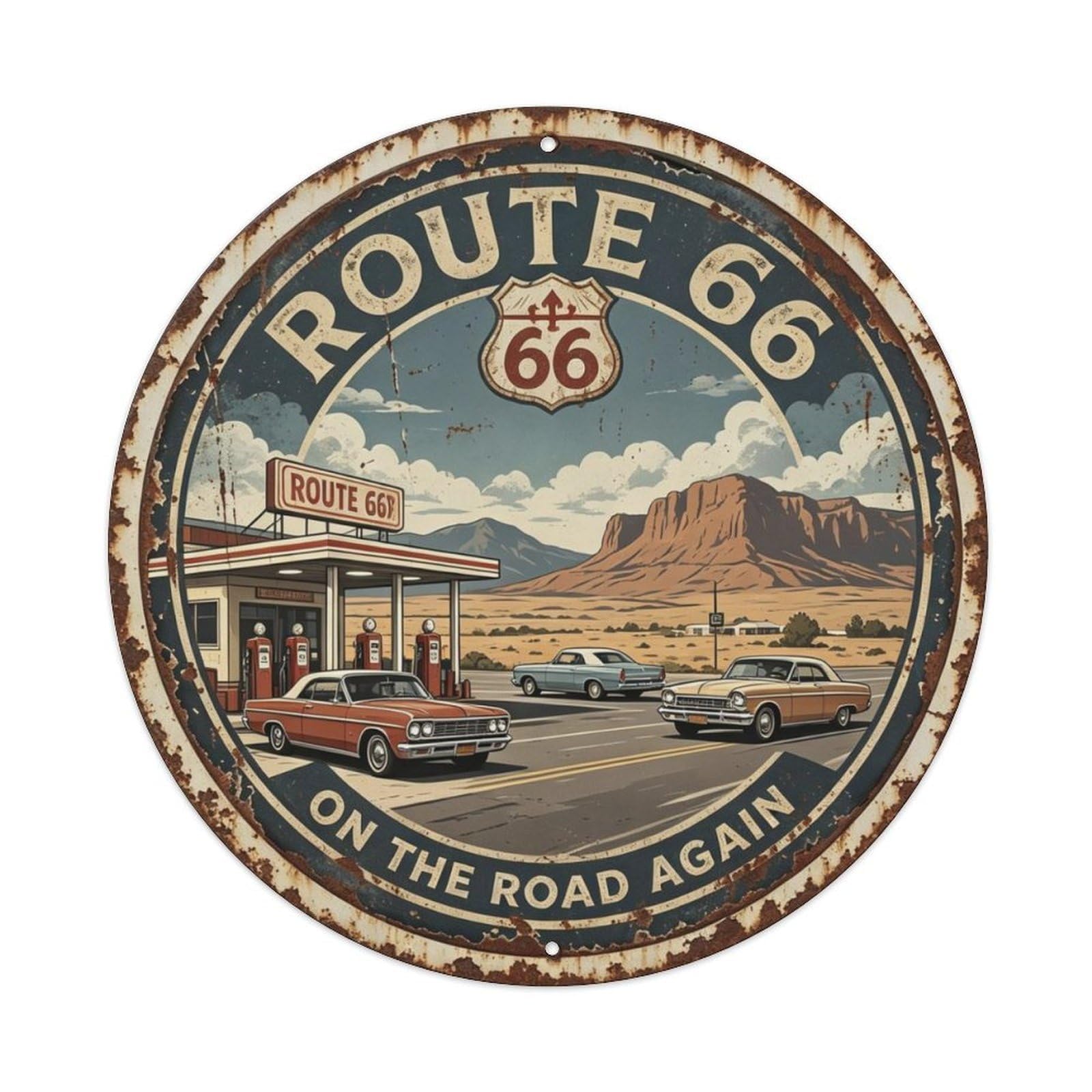 Route 66 Vintage Tin Sign Metal Tin Sign Plaque
