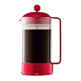 34oz Brazil French Press Coffee Maker, High-Heat Borosilicate Glass, Red - Made in Portugal