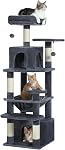 PAWZ Road Arbre de chat, 53.5 Inches Tour de chat Tall avec des hamacs spacieux, des condos et des poteaux de scratching, Maison de chat avec double perches rembourrées pour les grands chats intérieurs-Beige