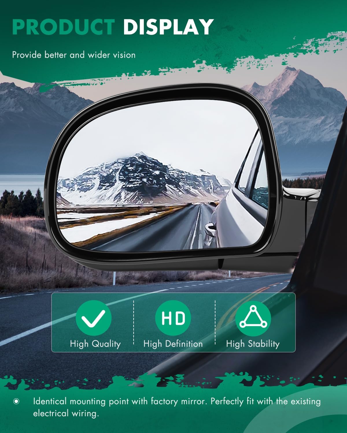 SCITOO Side View Mirrors fit 1994-1998 For Chevy Blazer S10 1994-1998 For GMC Jimmy S-15 Sonoma 1996-1998 For Isuzu Hombre 1996-1998 Olds Bravada (Pair) Left+Right Mirrors Manual Foldable Black