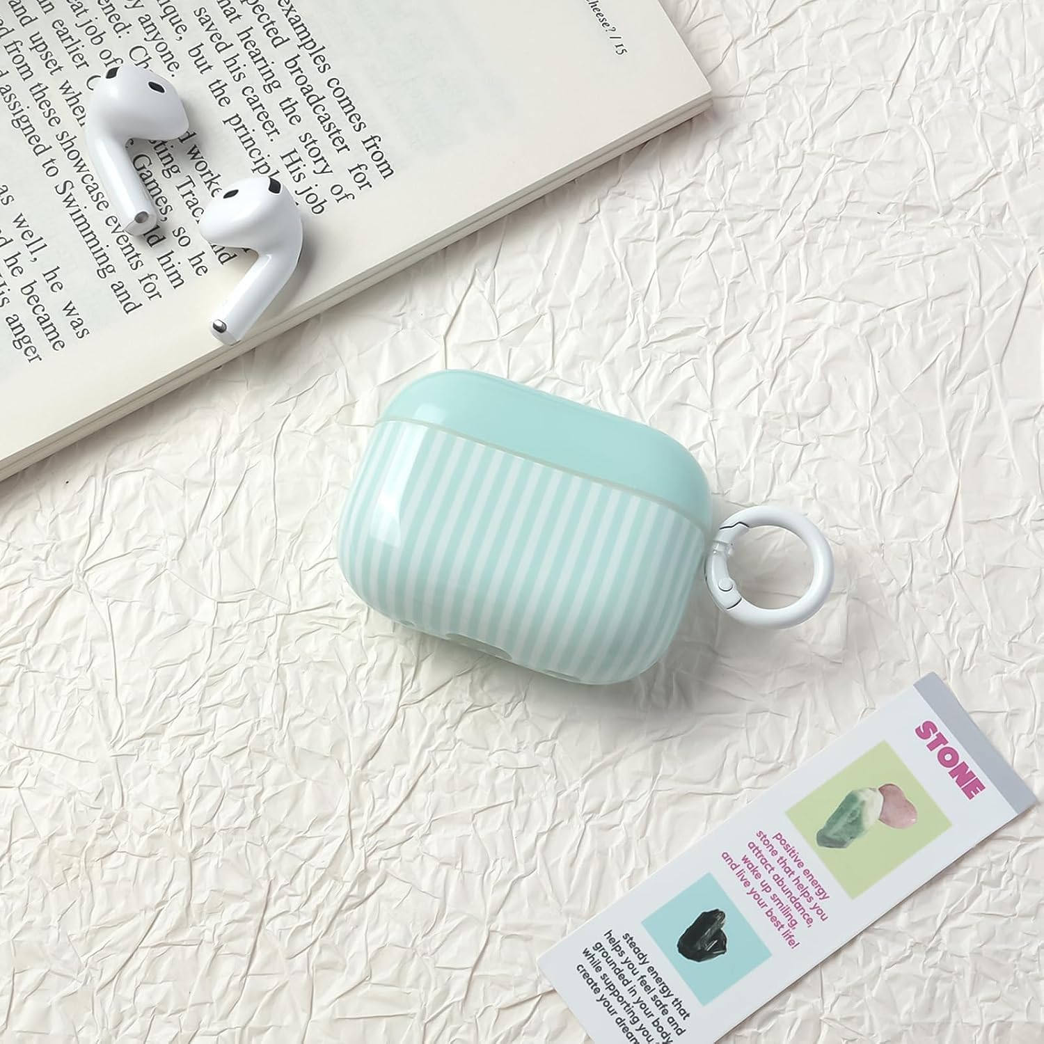 for AirPod Pro 2/Pro 1 Generation Case Cute Striped Trendy Aesthetic Glossy Shockproof Protective Case for AirPod Pro 2/Pro 1 with Cleaner Kit-Blue image 4