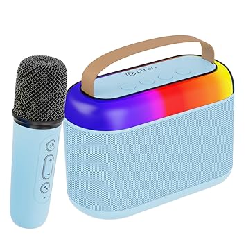pTron Newly Launched Fusion Joy 20W Bluetooth Speaker with Wireless Karaoke Mic, 6Hrs Playtime, Vivid RGB Lights, Voice Effects, Multi-Play Modes BT5.3/TF Card/USB & Type-C Charging Port (Blue)