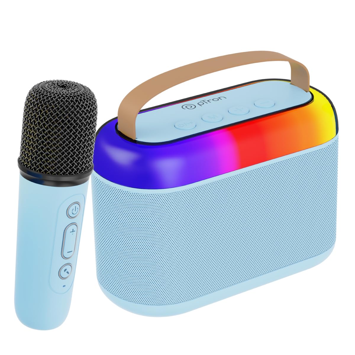pTron Newly Launched Fusion Joy 20W Bluetooth Speaker with Wireless Karaoke Mic, 6Hrs Playtime, Vivid RGB Lights, Voice Effects, Multi-Play Modes BT5.3/TF Card/USB & Type-C Charging Port (Blue)-image-44