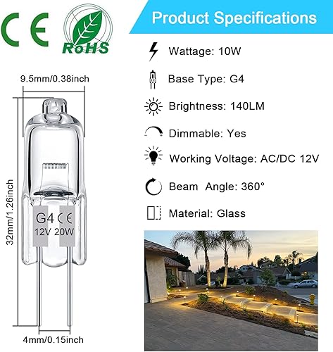 Miniatura 9 de GY6.35 - Bombillas halógenas de 2 pines 12 V 35 W T4 tubular tipo JCD GY6.35 base bi-pin regulable 2700 K blanco cálido cápsula bombillas para luz