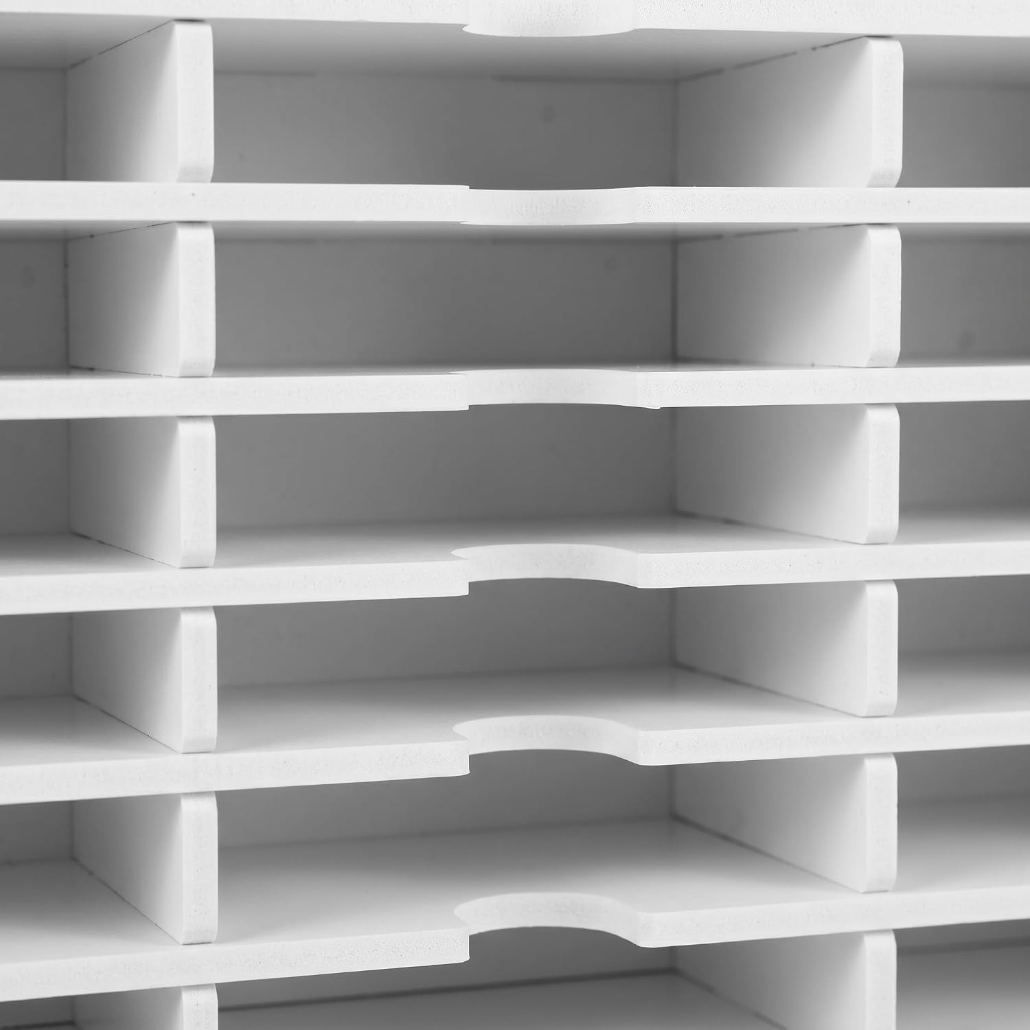 White PVC Cassette Tape Storage Box with 18 Individual Compartments, Sturdy Desktop File Sorter for Playing Cards and Cassette Tapes, Minimalist Design Reducing Risk of Damage