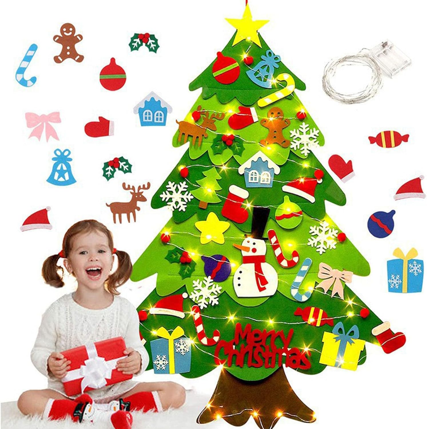 Felt Christmas Tree Decoration Craft Set Educational Toy Wall Decoration Includes Detachable Felted Embellishments Holiday Craft Set