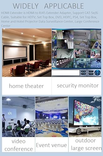 Miniatura 8 de Adaptador extensor HDMI sobre Cat5e6 (1 par), convertidor de red Ethernet RJ45, 4k HD 1080p hasta 30m98ft, para HDTV, decodificadores, DVD, PS4,