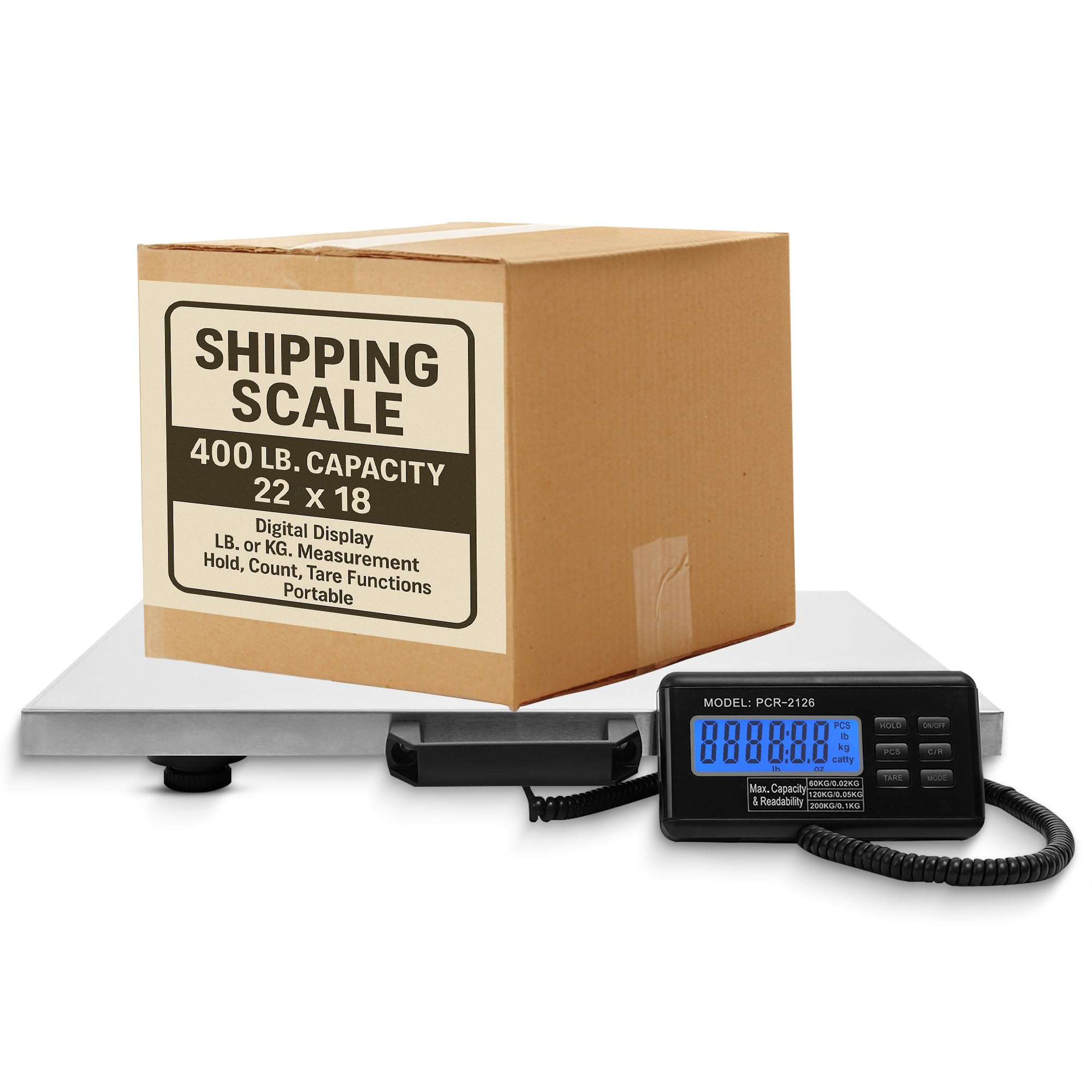 Houseables Shipping Scale, Platform Scale, Industrial, Heavy Duty, 400 LB, Weight Machine for Luggage, Packages, Postal, Floor, Commercial, Package,
