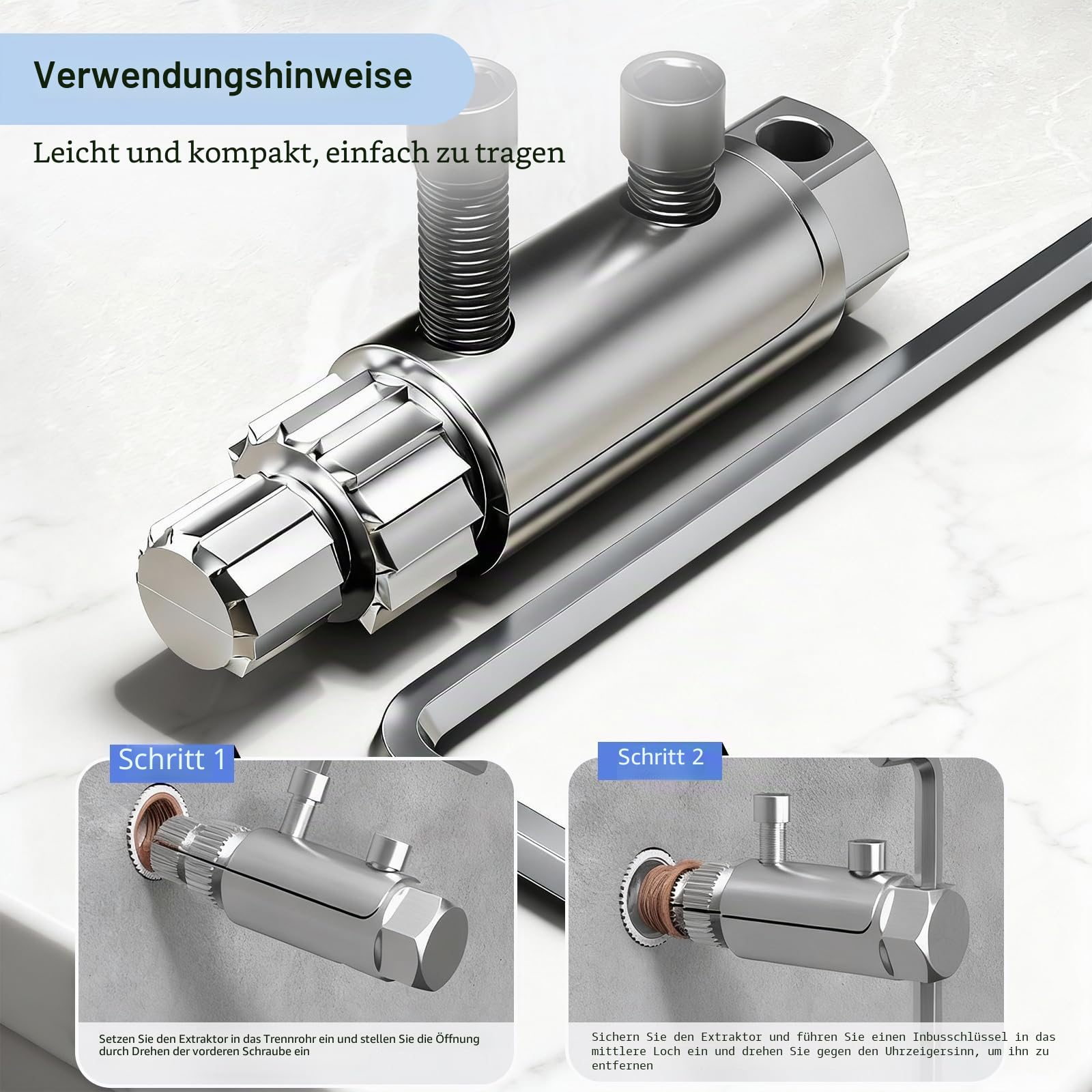 Schraubenausdreher Set, Linksausdreher für 1/4 und 1/6, Screw Extractor zum Beschädigte Schrauben Rausdrehen, Schraubenentferner 3 Stk, Ausdreher Set Verstellbar, Gewindeausdreher Leicht zu Tragen