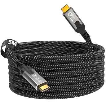 Long Type c Charger Cords,USB C to USB C Monitor Cable 4K@144Hz/60Hz,8K@30Hz, 20Gbps USBC 3.2 Gen 2x2 Video/Display Cable 16FT 240W PD Charge Cord Compatible with Thunderbolt 4/3 MacBook