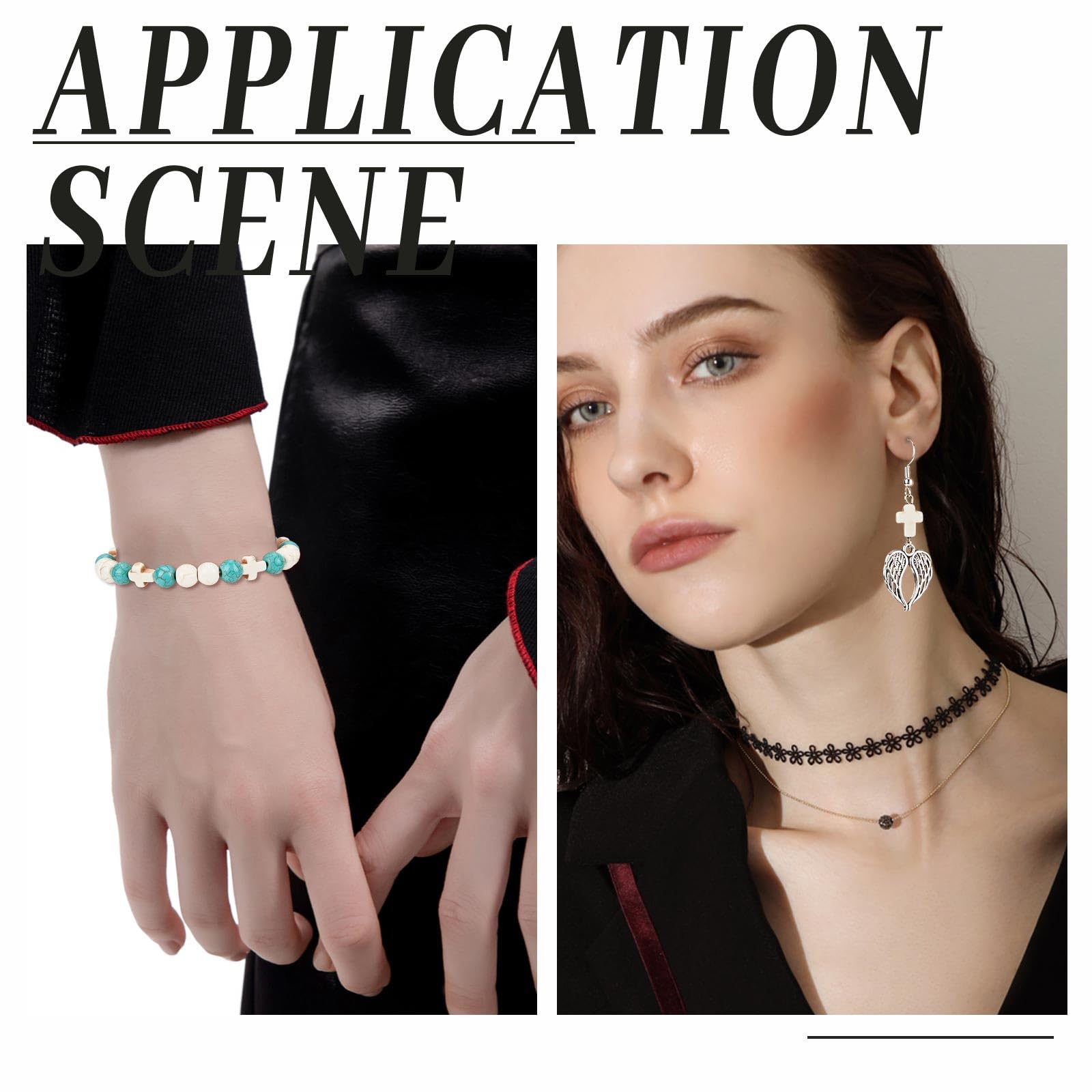 EXCEART 220 Pz Perle Incrociate Naturali Per Braccialetti Fai Da Te Ciondoli Croce Pietra Turchese Per Creazione Gioielli E Decorazioni Artigianali