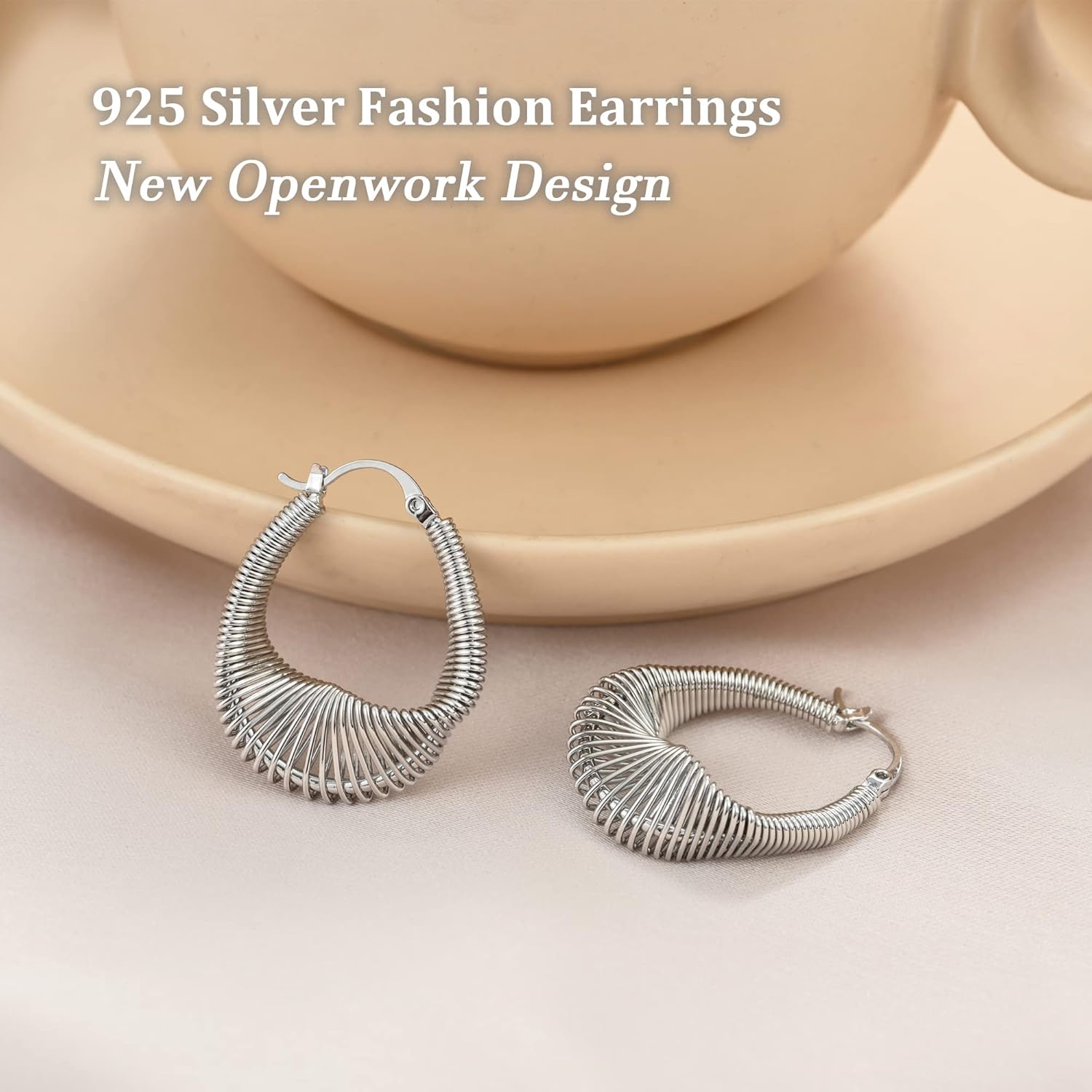 925 Sterling Silver Earrings Silver Hoop Earrings for Women Small Huggie Hoops, Lightweight Chunky Hoops, Hypoallergenic Nickel-Free Elegant Everyday Jewelry, Dainty Silver Earrings for Gifts - Image 3