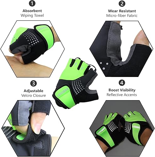 Miniatura 2 de Guantes de ciclismo para bicicleta de montaña para hombre, amortiguadores de gel SBR acolchados, palma antideslizante, ultra transpirables