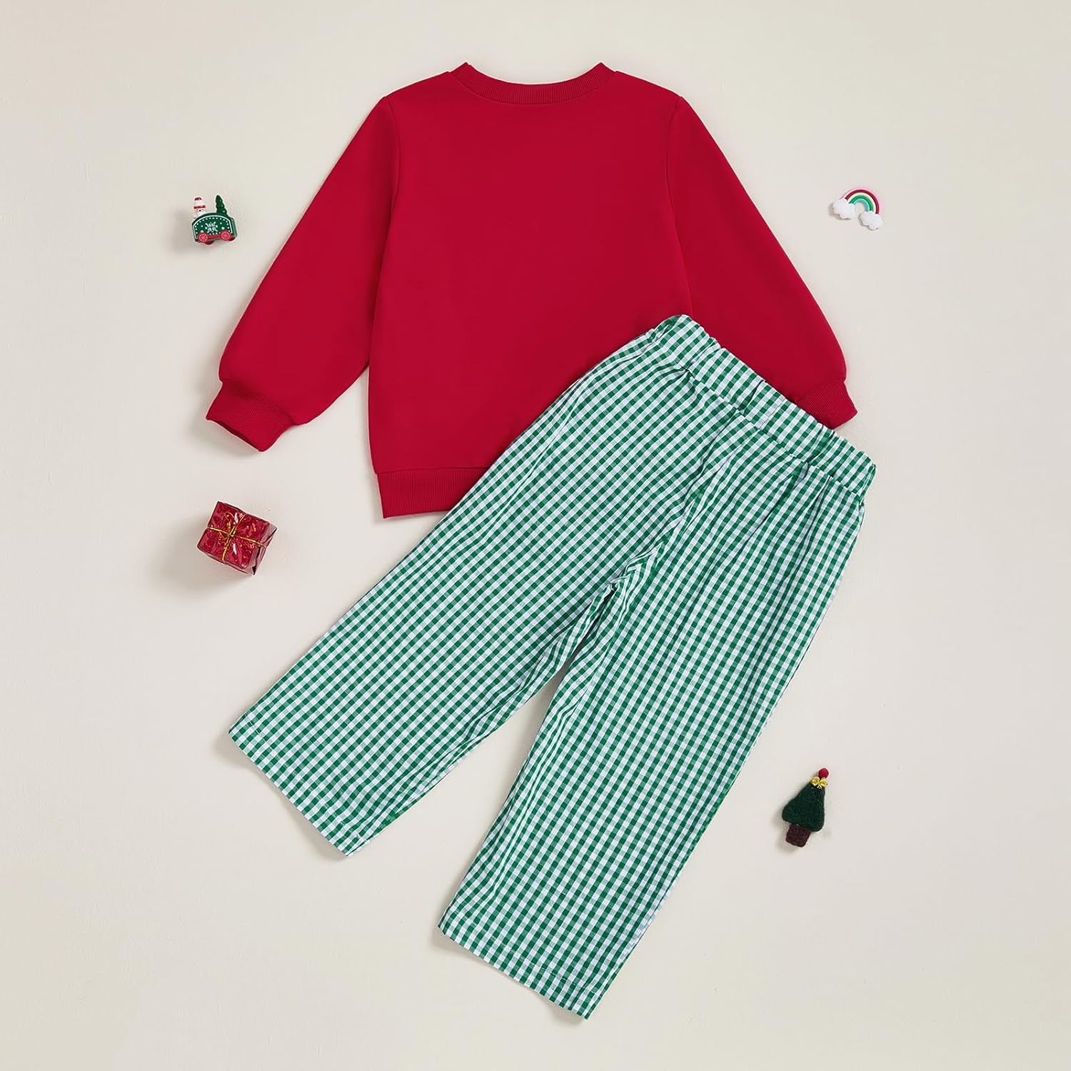 Little Kid Boy Christmas Outfit Long Sleeve Crewneck Sweatshirt Plaid Pants Fall Winer Toddler Baby Christmas Clothes - Image 6