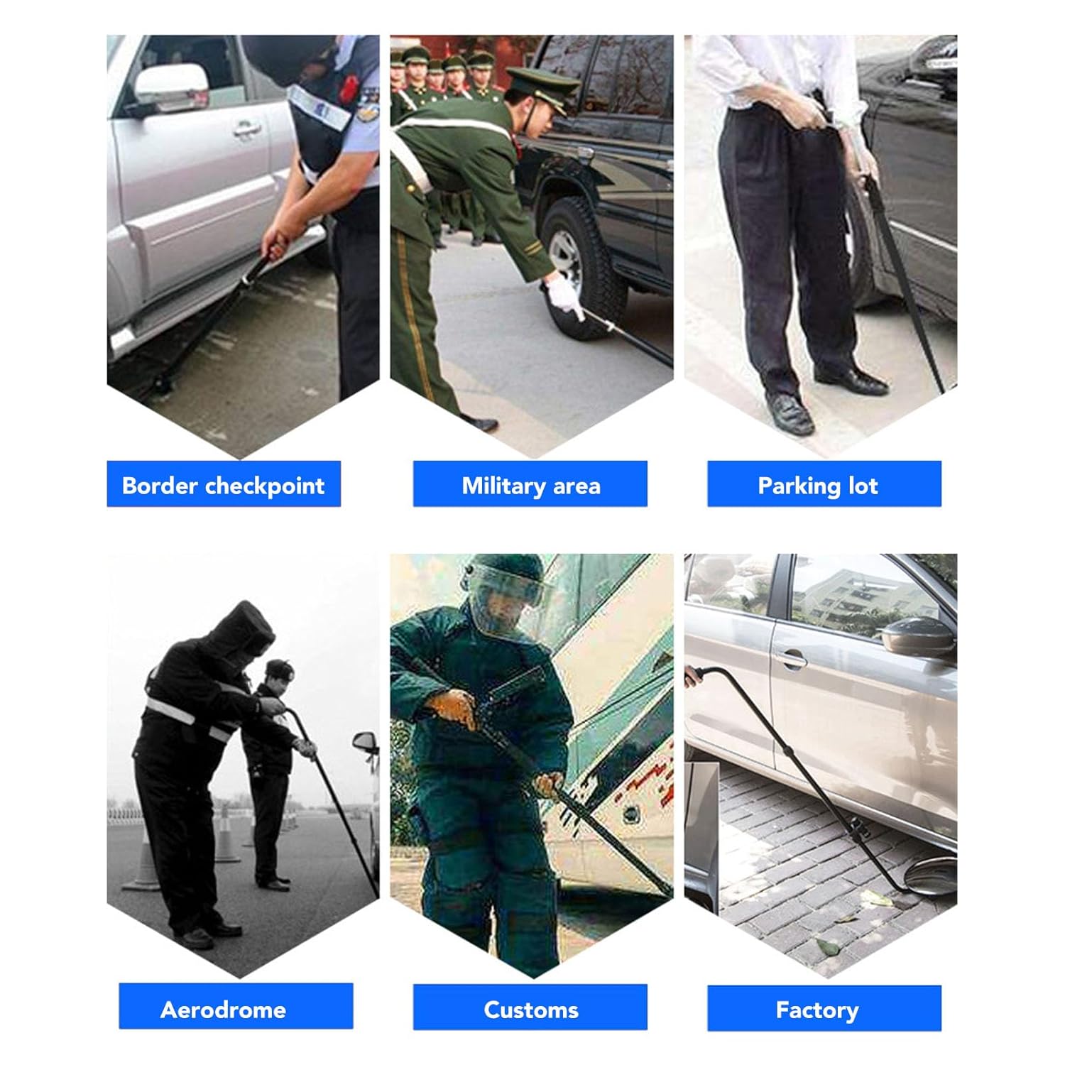 Under Vehicle Inspection Mirror with LED Light Scalable Adjustable Security Check V3 for School Checkpoints, Customs Border, etc, Suitable for Safety Inspection of Cars, Trucks, Eq