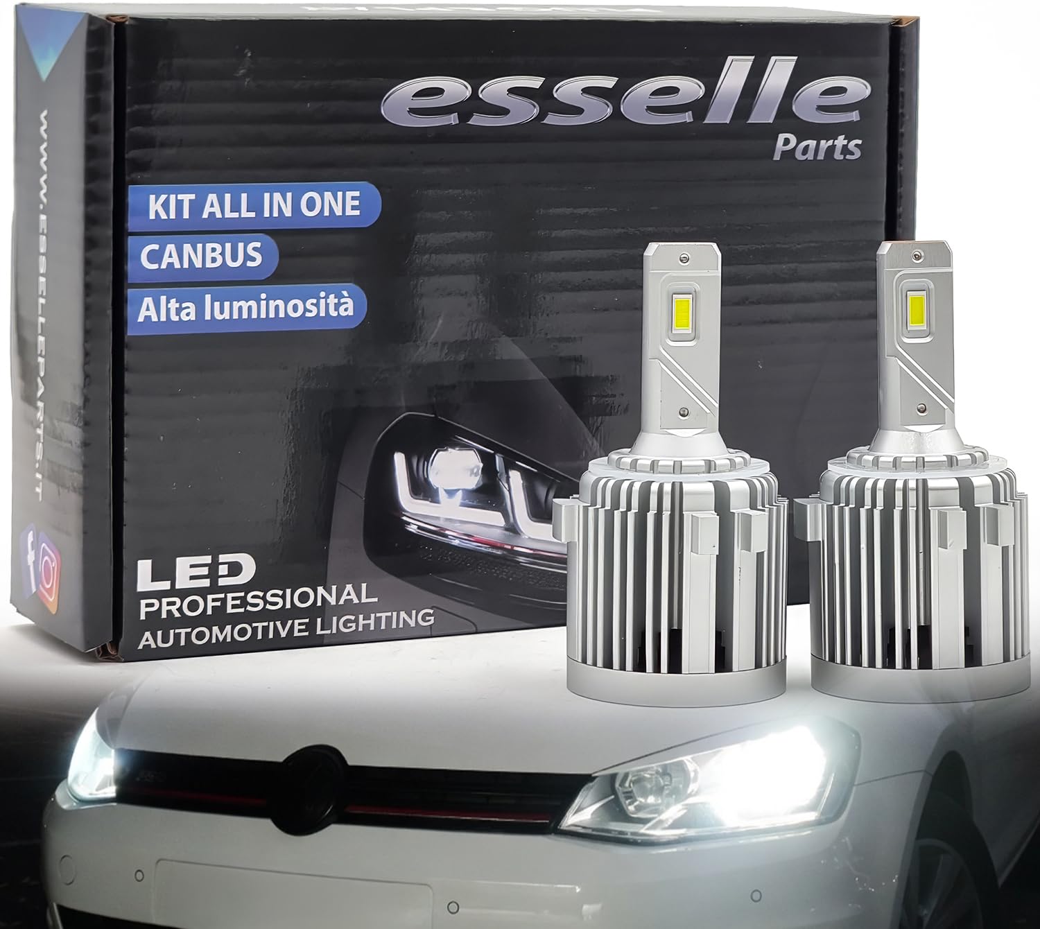 Kit Full LED H7 CANBUS per VW Golf 7 6000K Bianco Ghiaccio 9800 Lumen – Portalampade e Centraline Integrate – Plug & Play No Errori – Alta Luminosità