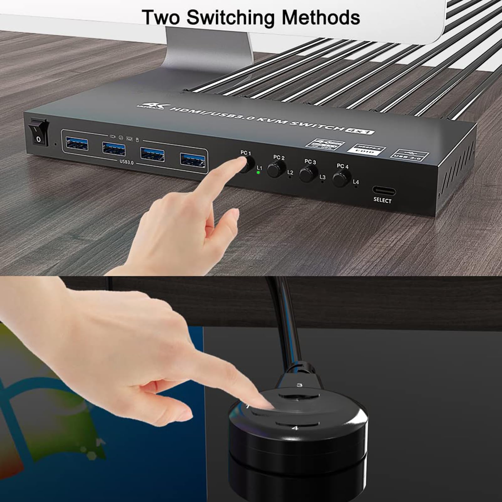 USB 3 0 KVM Switch Supporta 2 4 computer e schermi EDID adattivo decrittazione HDCP Switch ad alte prestazioni per ufficio sala server