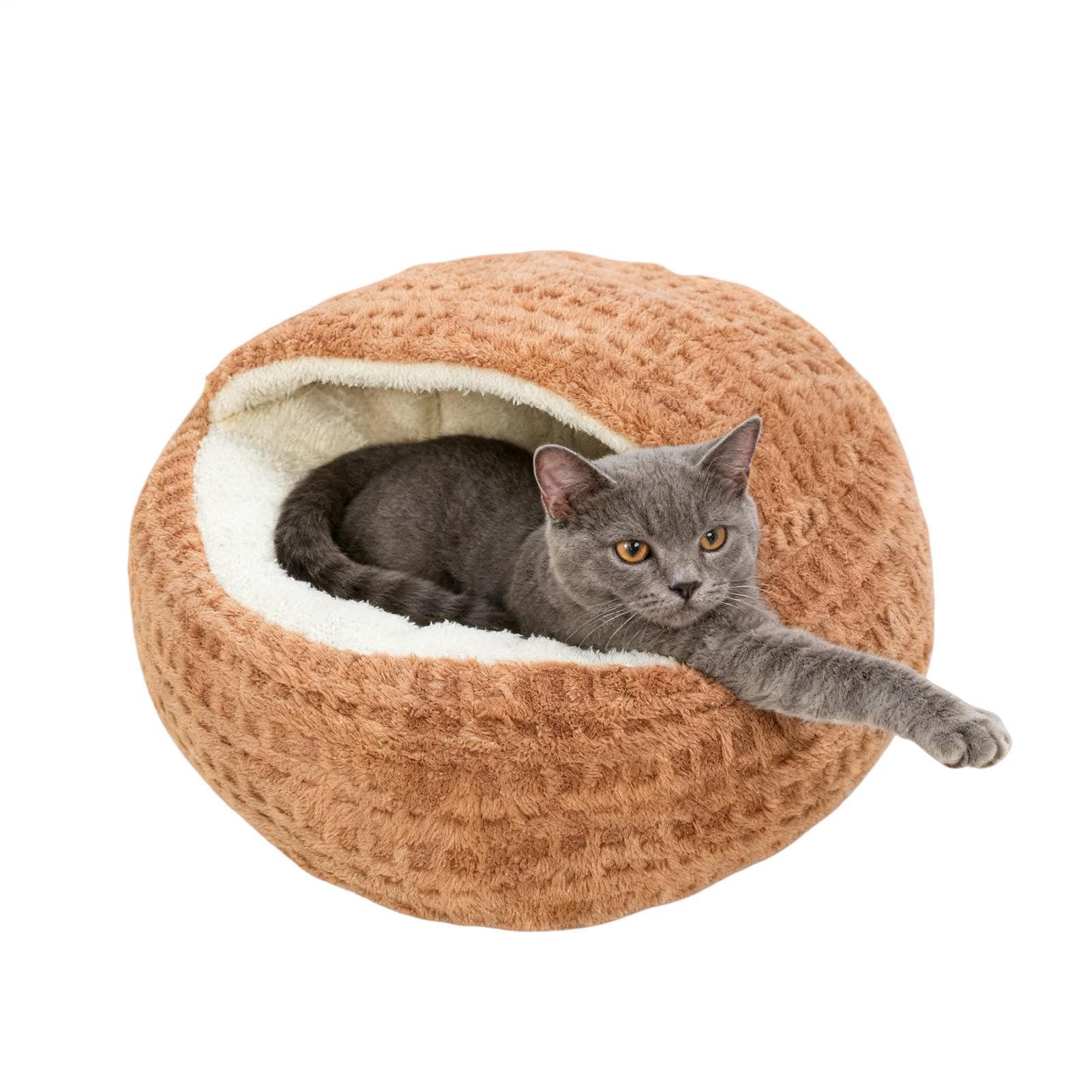 Lit caverne chat contre l'anxiété du chiot avec ce nid en forme de coquille