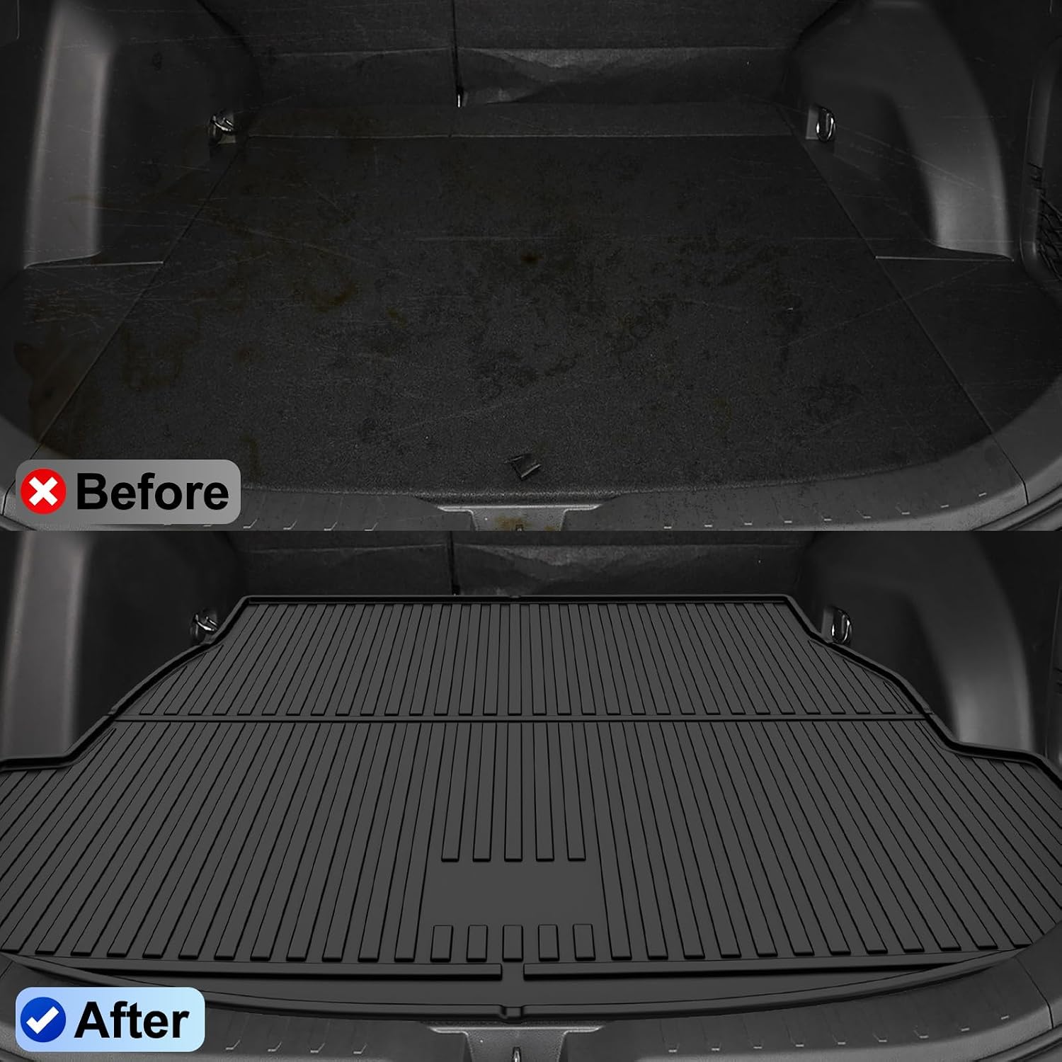 AOMSAZTO Floor Mats Cargo Mat Compatible with Toyota RAV4 2019-2025 (Include Hybrid) All Weather TPE Mats Custom Fit Floor Liner for Toyota RAV4 1st and 2nd Row Full Set Car Mats