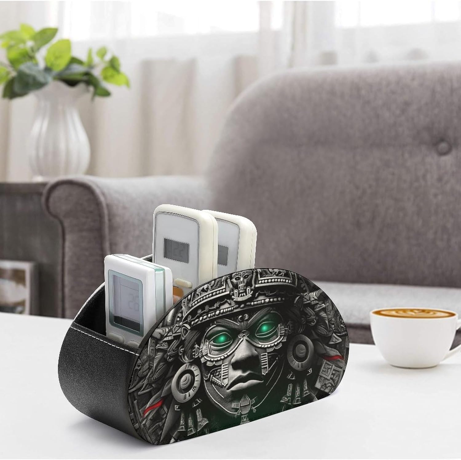 Vikings Aztec Warrior Remote Control Holder Remote Organizer Storage Box for Multi-Media Controllers with 5 Compartments for Cosmetics School Office Supplies