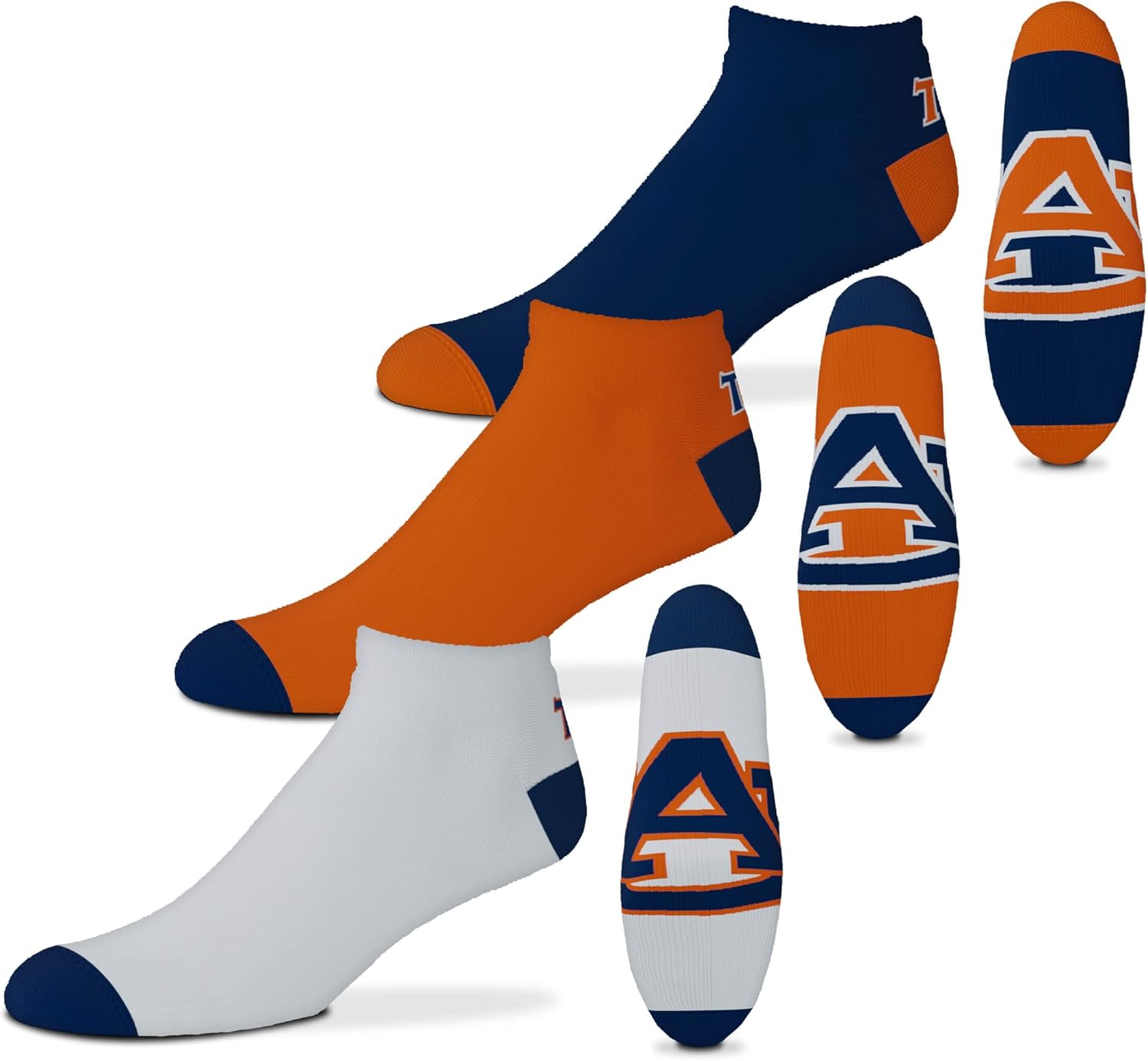 For Bare Feet NCAA Mens Money Ankle Socks-3 Pack Size-Large (10-13)