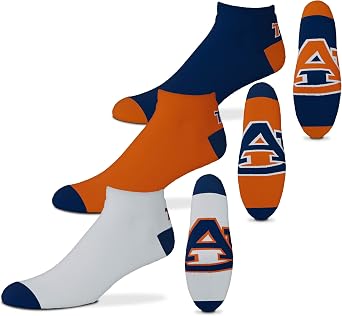 For Bare Feet NCAA Mens Money Ankle Socks-3 Pack Size-Large (10-13)