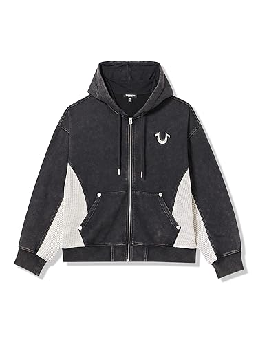 True Religion Men's Mesh Inset Rust Cinched Zip Up Hoodie