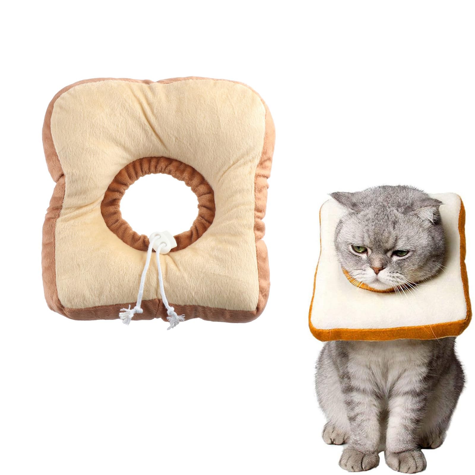 Collar de recuperación para gatos, collar ajustable para gatos con borde suave, bonito collar de cono de cuello tostado antiarañazos, collar creativo para mascotas para gatitos y gatos