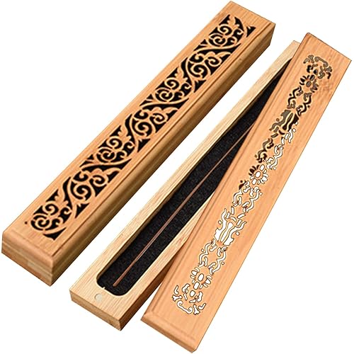 2pcs Incense Holder, Jeffbaubl Premium Incense Box, Upgraded Incense Stick Holder, Bamboo Incense Burner Burner Ash Catcher