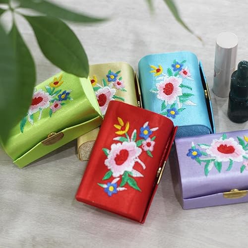 Miniatura 4 de MIAO JIN 12PCS caja de lápiz labial con espejo Estuche de lápiz labial Estuche de almacenamiento Mini bordado portátil joyero caso cosmético (color