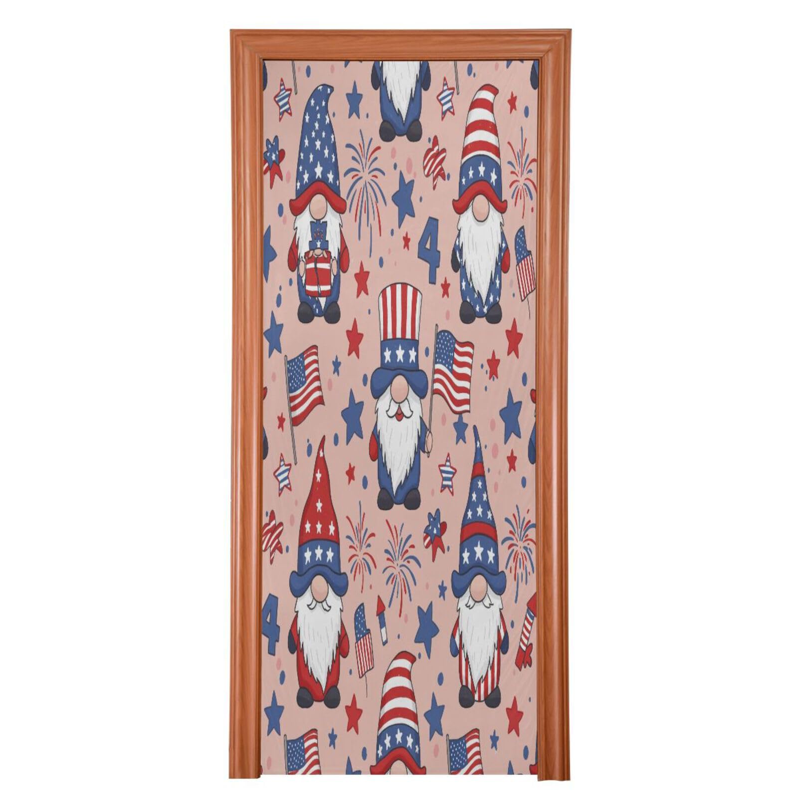 FLildon Independence Day Gnomes Door Cover Decoration, 4th of July Party Accessory Porch Decor for Festive Ornament Room Door Covers 32 x 79 Inch