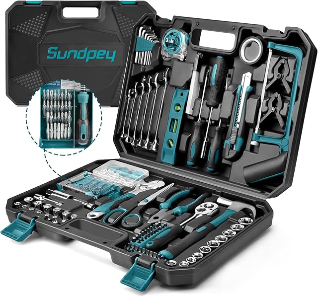 Sundpey Tool Kit Set for Home - 257 Piece Hand Tools Repair & Maintenance DIY Tool Kit Included with Pliers, Adjustable Wrench, Precision Screwdriver, Hex Key Sets