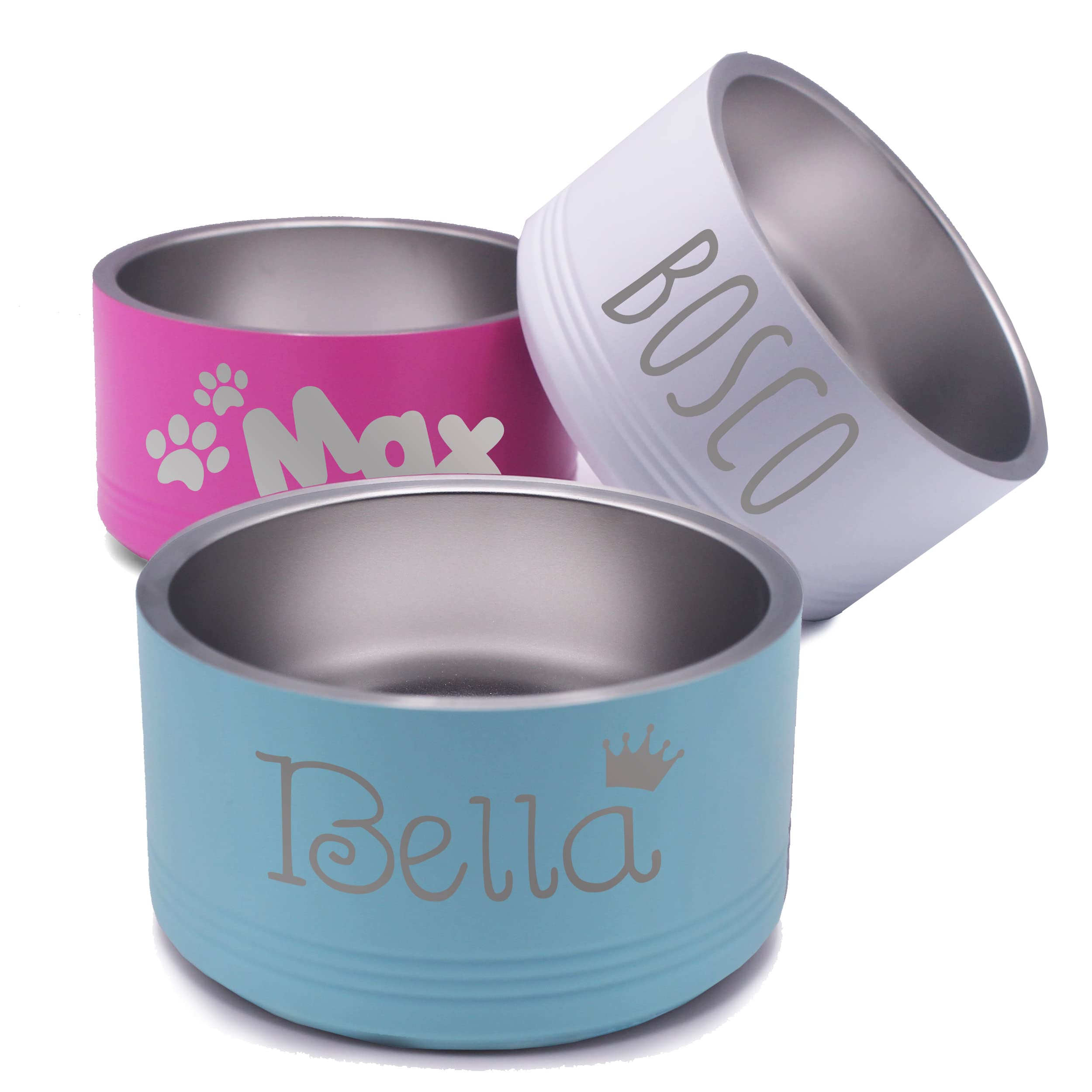 My Personal Memories Custom Personalized Stainless Steel Dog or Cat Bowl for Water and Food - Engraved Pet Bowl with Non Slip Bottom (Large - 64